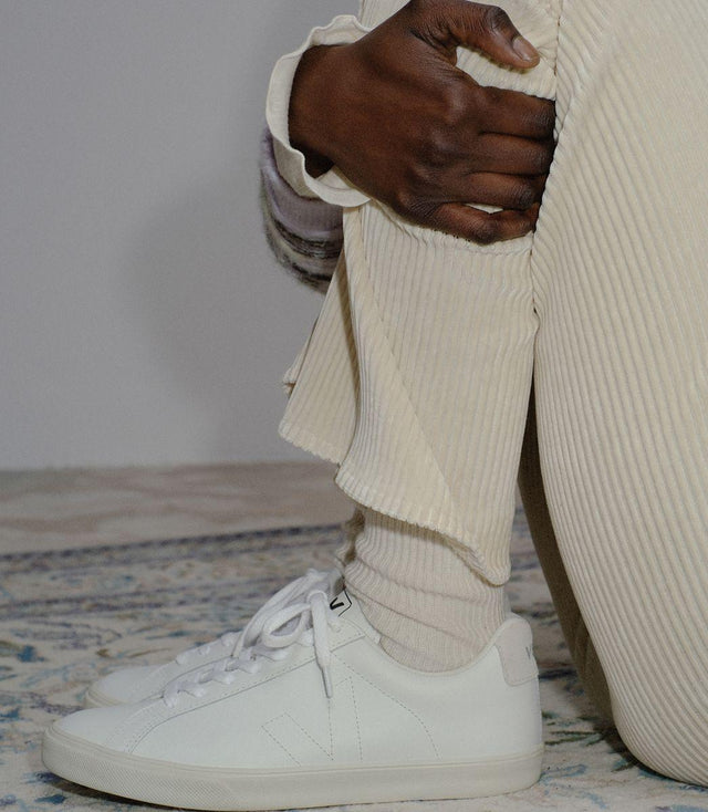 MENS ESPLAR CLEAN LEATHER TRAINERS - TRIPLE WHITE EA0200001B -TRIPLE WHITE VEJA 