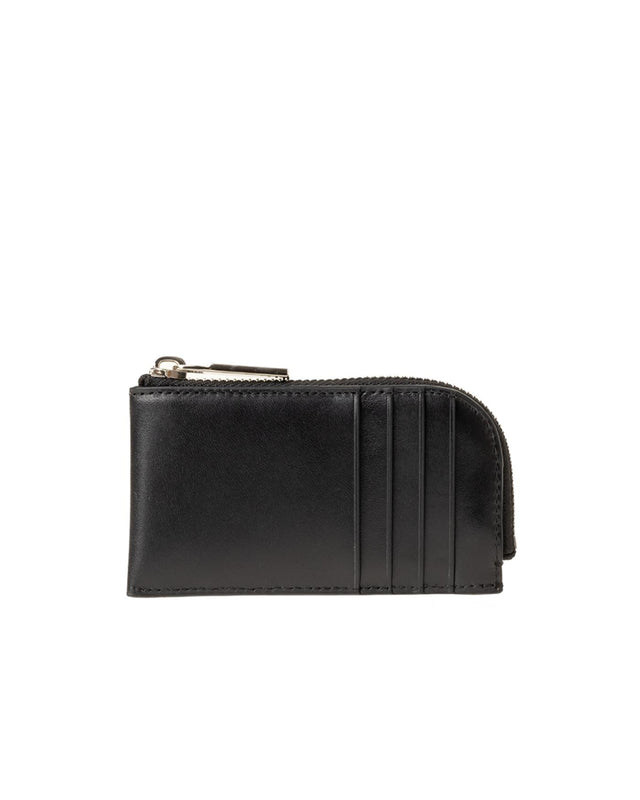 LEATHER ZIP AROUND WALLET - BLACK