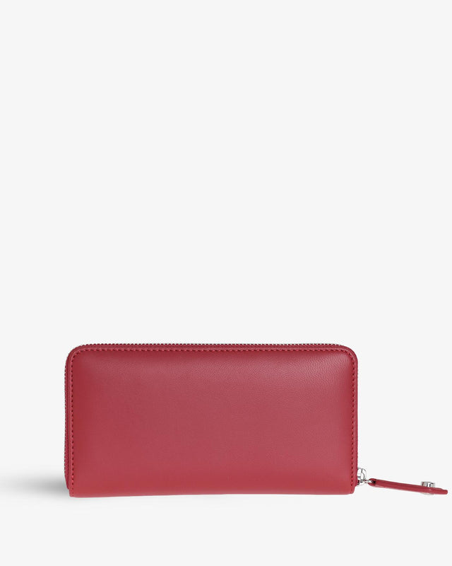 NAPPA CLASSIC ZIP ROUND WALLET - RED/SILVER