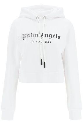 RHINESTONE SPRY LOGO HOODIE - WHITE PWBB022F22FLE002 -WHITE/BLACK 110 PALM ANGELS 