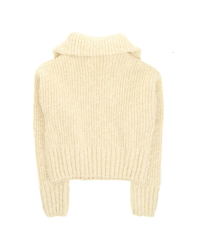 COTES BRUSHED TEXTURED SWEATER - IVORY UKS633.KN0022 -185 AMI PARIS 