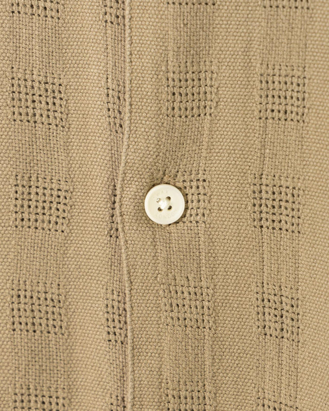 DIDCOT SS SHIRT OPEN WEAVE GRID - KHAKI SS25-SSS-DID-BOP-KHA -KHAKI WAX LONDON 