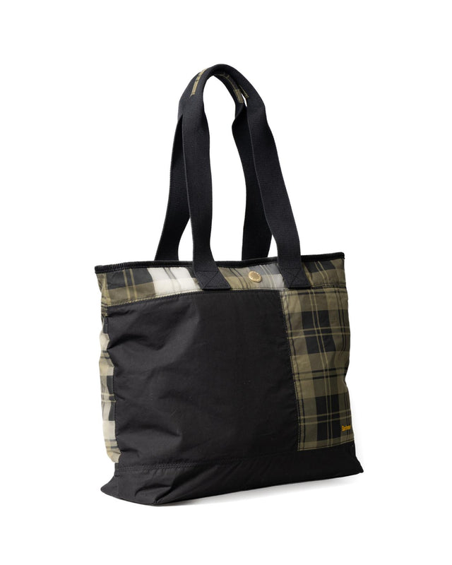 MYA PATCHWORK TOTE BAG - BLACK/ OLIVE CHECK LBA0484BK11 -BLACK/OLIVE CHECK BARBOUR 