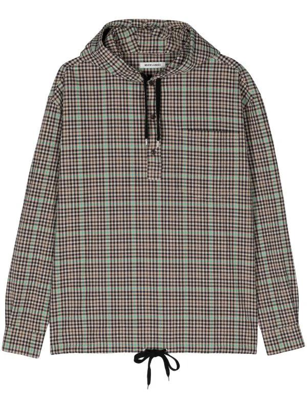 BOOKED HOODIE SHIRT - BROWN GREEN CHECKS SS24STUD-M217 504 HENRIK VIBSKOV 