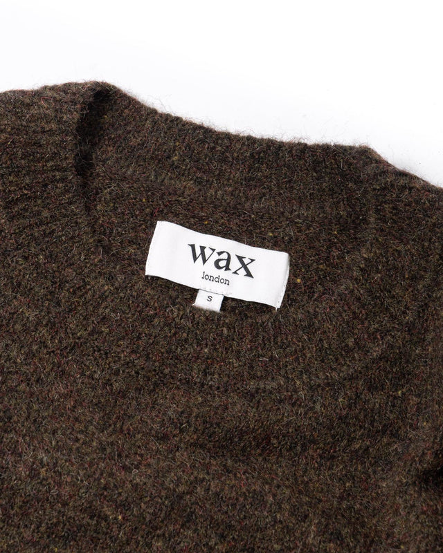 FLUFFY WOOL BLEND WILDE CREWNECK - BROWN AW25-KNT-WLD-BWE-BRN -BROWN WAX LONDON 