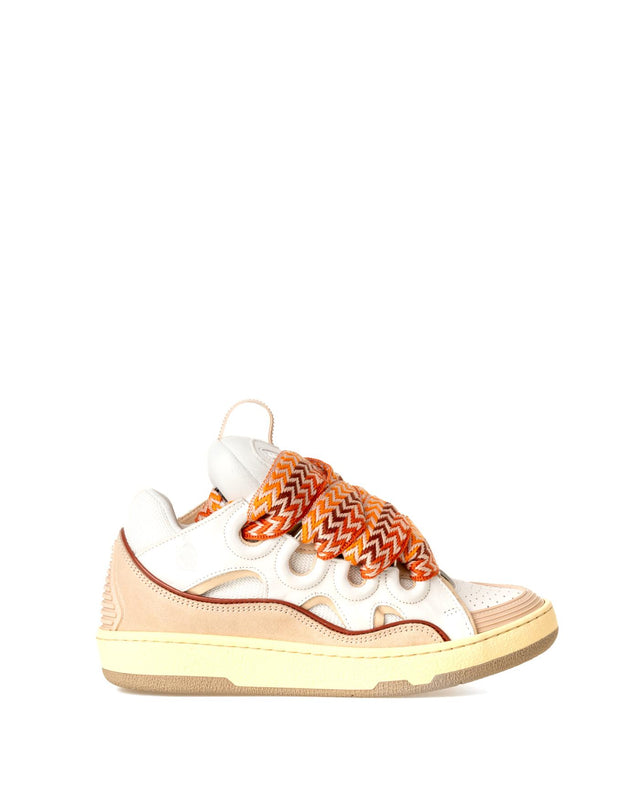 LEATHER CURB SNEAKERS - WHITE/ PEACH FU-SKDK12-BICO-E25 -0961 WHITE/PEACH LANVIN 