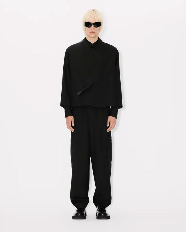 CARGO JOG PANTS IN VIRGIN WOOL - BLACK