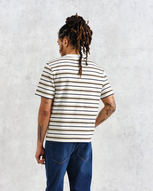 DEAN STRIPED TEXTURED T-SHIRT - ECRU