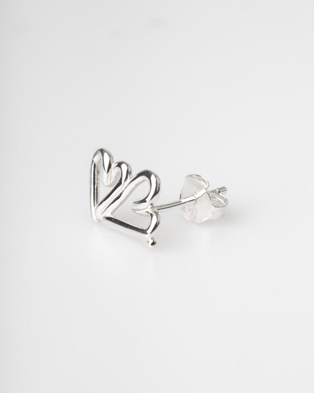 TWO HEARTS EARRINGS - SILVER TWOH-EA-155 -SILVER BAR JEWELLERY 