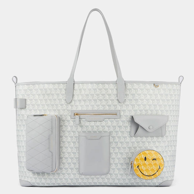 I AM A PLASTIC BAG XL TOTE MULTI-POCKET WINK - FROST 180986 FROST ANYA HINDMARCH 