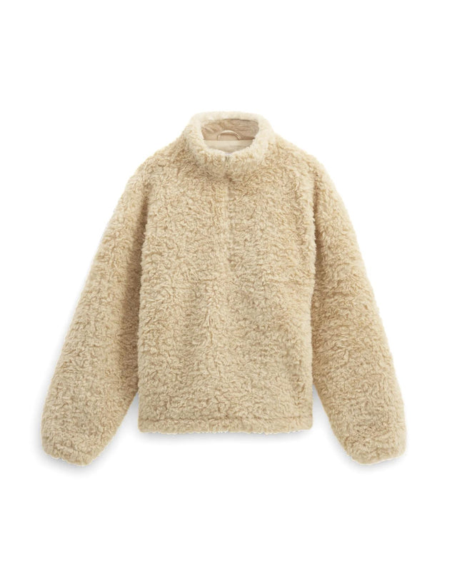 TRIMMS BORG JACKET FAUX FUR - BEIGE AW24-JKT-TRM-BKP-BEI -BEIGE WAX LONDON 