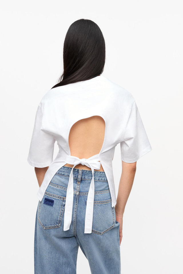 TIE BACK WAISTED T-SHIRT - BRIGHT WHITE