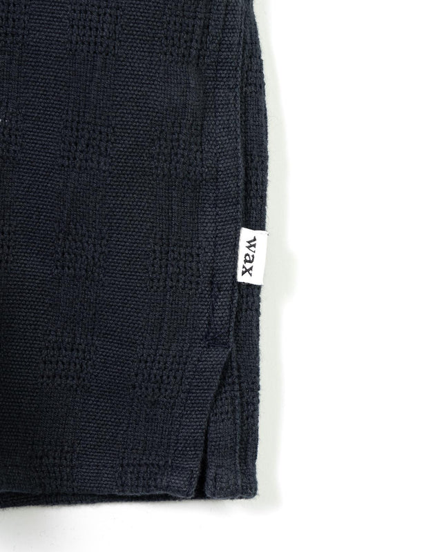 DIDCOT SS SHIRT OPEN WEAVE GRID - NAVY SS25-SSS-DID-BOP-NVY -NAVY WAX LONDON 