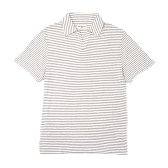 SIMON STRIPE POLO - HEATHER GREY/ ECRU S25MTEE225 -HEATHER GREY/ECRU OFFICINE GENERALE 