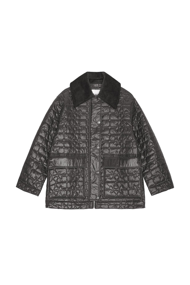 SHINY QUILT MIDI JACKET - PHANTOM