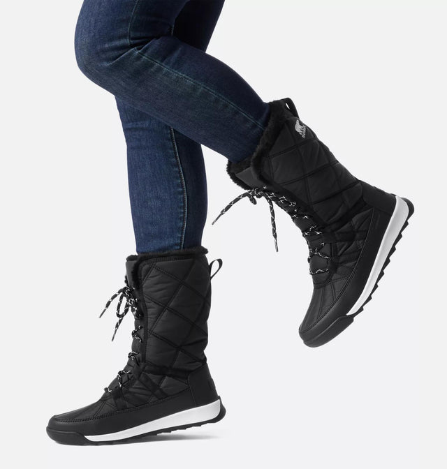 WHITNEY II PLUS TALL LACE WATERPROOF SNOW BOOTS - BLACK/SALT 2088261 Black, Sea Salt SOREL 
