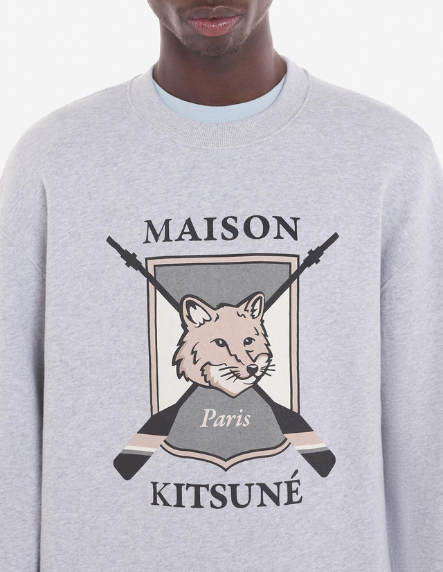 COLLEGE FOX PRINTED COMFORT SWEATSHIRT -  LIGHT GREY MELANGE