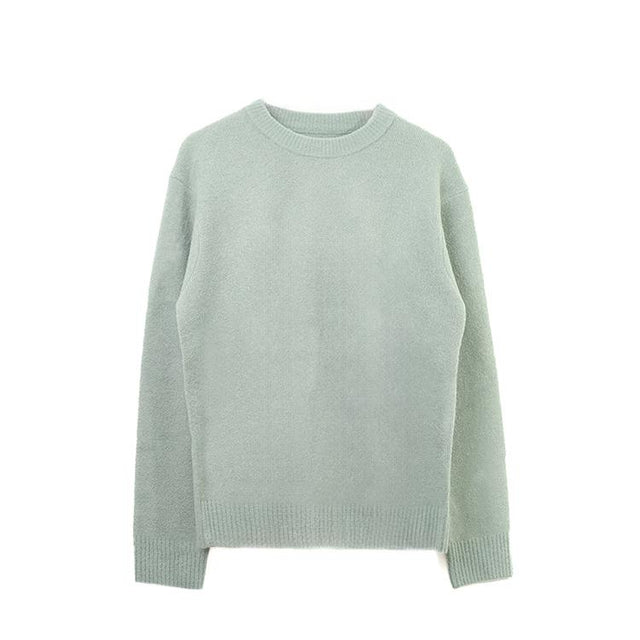 WILDE CREW PLAIN JERSEY BOUCLE - GREEN AW24-KNT-WLD-BLG-GRE -GREEN WAX LONDON 