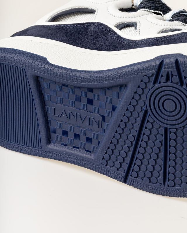 WOMENS LEATHER CURB SNEAKERS - WHITE/ NAVY BLUE FU-SKDK12-BICO-E25 -0029 WHITE/NAVY BLUE LANVIN 