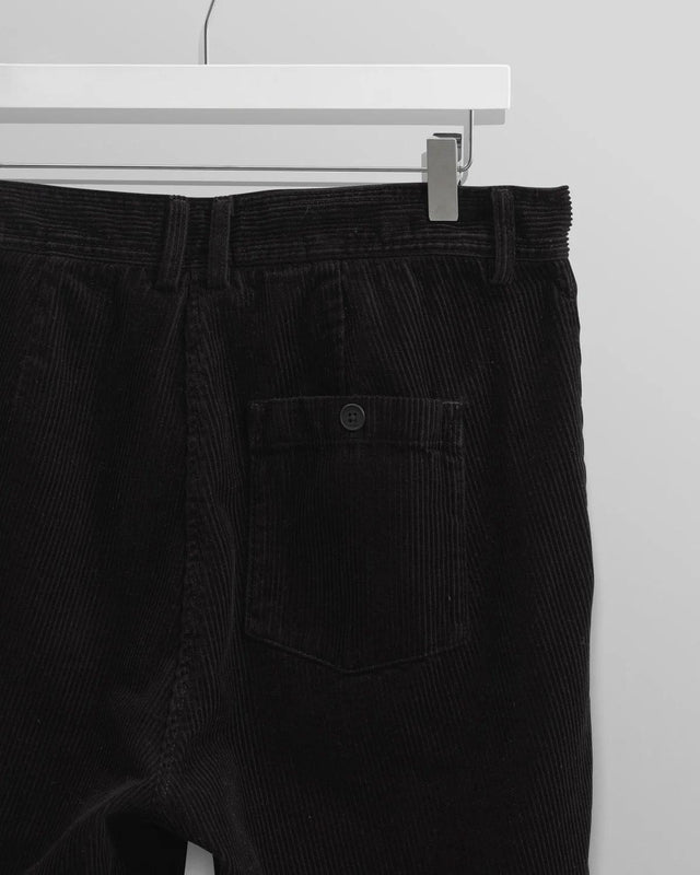 RALEIGH CORDUROY PLEATED TROUSERS - BLACK AW24-TRO-RAL-BLS-BLK -BLACK WAX LONDON 