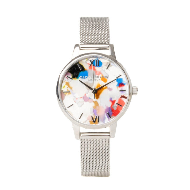 POP ART WATCH - SILVER OBGSET151 -SILVER/ POP ART DIAL OLIVIA BURTON 
