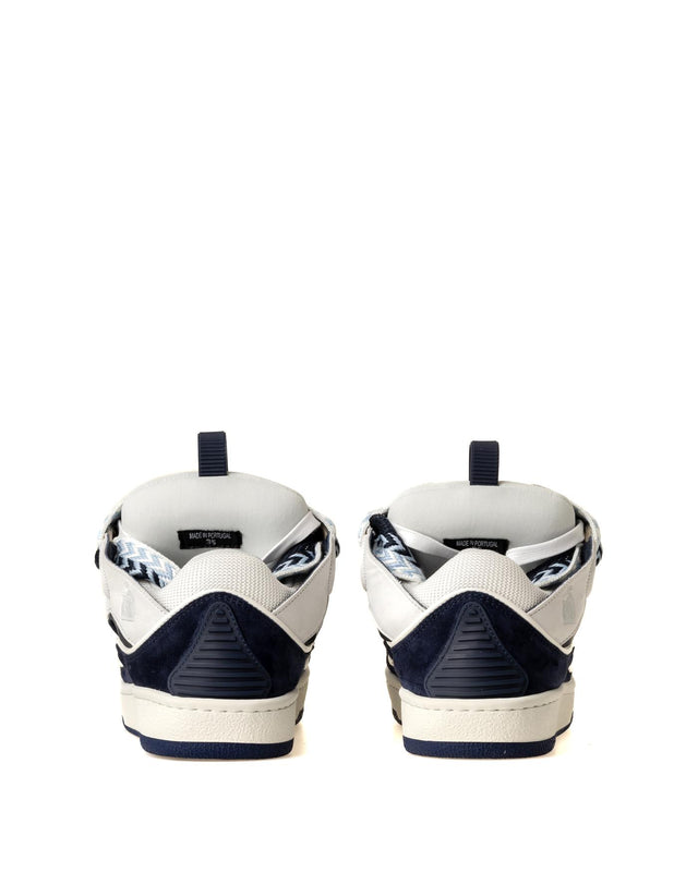 MENS LEATHER CURB SNEAKERS - WHITE/ NAVY BLUE FU-SKDK12-BICO-E25 -0029 WHITE/NAVY BLUE LANVIN 