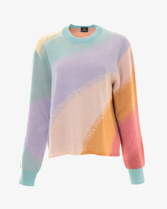 WOMENS KNITTED CREWNECK SWEATER - SWIRL W2R-309N-L31060 90 PAUL SMITH 