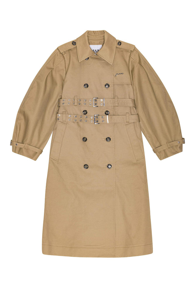 BONDED COTTON TRENCH COAT - TIGER'S EYE W0221 -177 TIGERS EYE GANNI 
