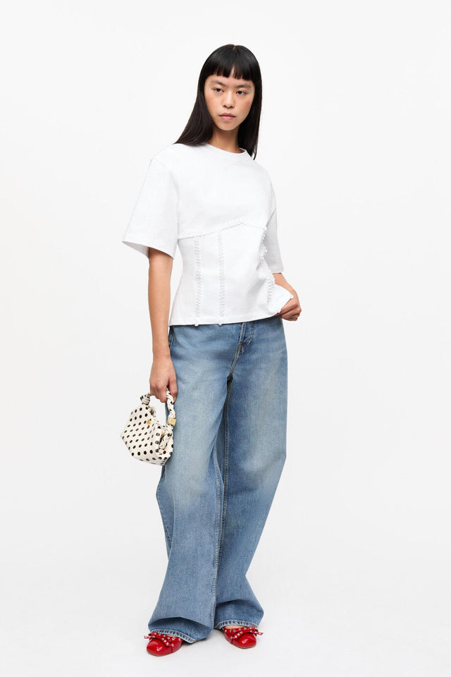 TIE BACK WAISTED T-SHIRT - BRIGHT WHITE