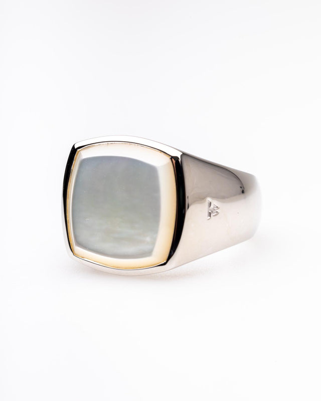 CUSHION WHITE MOP RING - SILVER 100383 -SILVER TOM WOOD 