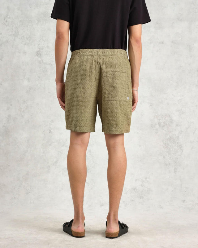 KURT SHORT HONEYCOMB DOBBY - KHAKI SS25-STS-KUR-BRV-KHA -KHAKI WAX LONDON 