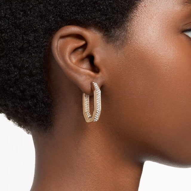 DEXTERA HOOP EARRINGS - WHITE/GOLD-TONE PLATED 5639098 CRY/GOS SWAROVSKI 