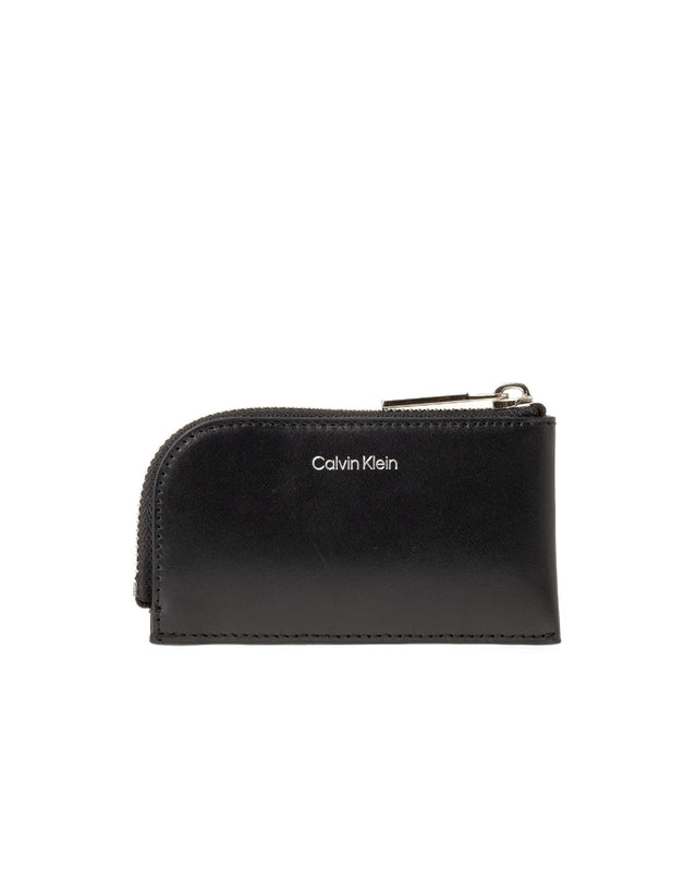 LEATHER ZIP AROUND WALLET - BLACK