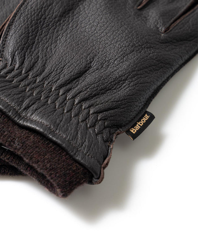 HIGHFIELD LEATHER GLOVES - DARK BROWN MGL0145BR91 -DARK BROWN BARBOUR 