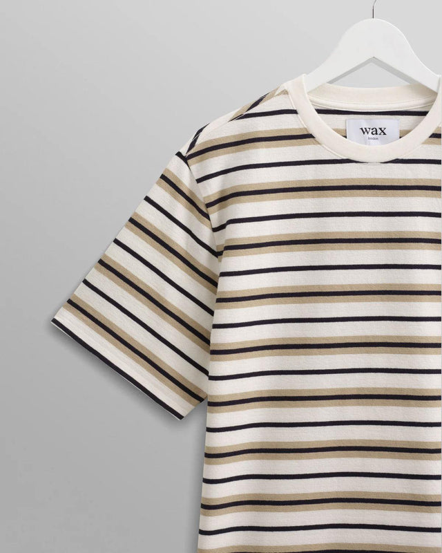 DEAN STRIPED TEXTURED T-SHIRT - ECRU