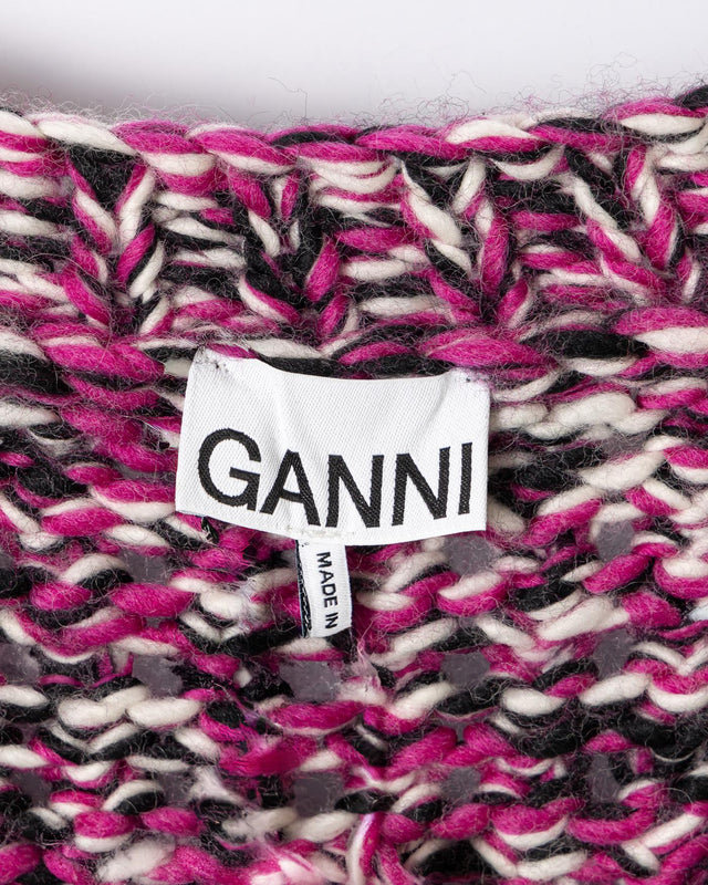 GRAPHIC WOOL HANDKNIT CARDIGAN - BOYSENBERRY K2443 -088 BOYSENBERRY GANNI 