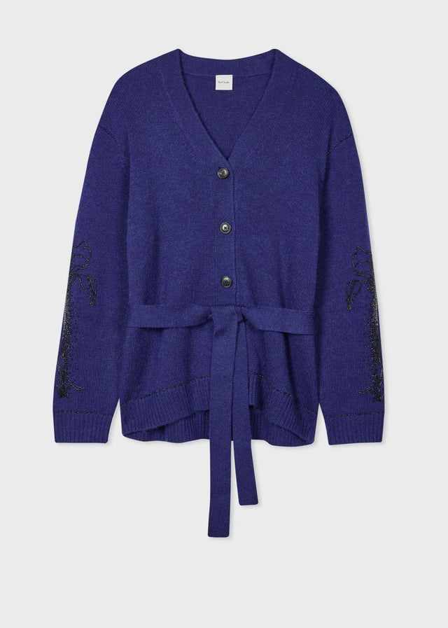 WOMEN'S MOHAIR-BLEND EMBROIDERED OVERSIZED CARDIGAN - BRIGHT NAVY W1R-472N-N11027 48 Bright Navy PAUL SMITH 