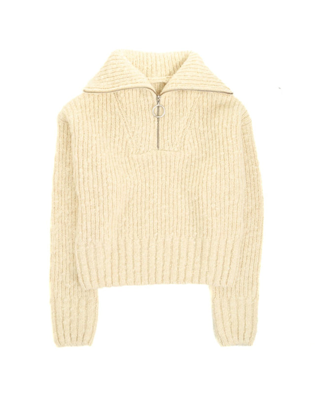 COTES BRUSHED TEXTURED SWEATER - IVORY UKS633.KN0022 -185 AMI PARIS 
