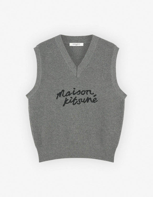 HANDWRITING OVERSIZE VEST - DARK GREY MELANGE