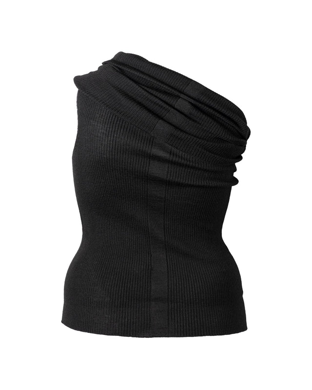 ATHENA ONE SHOULDER TOP - BLACK RP01E7625 RIBM -09 BLACK RICK OWENS 