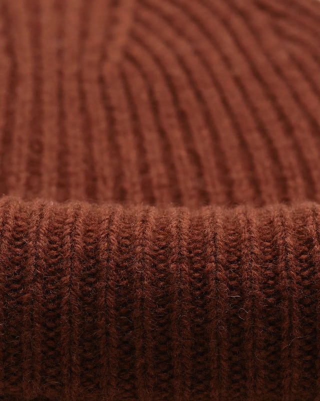 SINGLE RIB BROOK BEANIE - BROWN AW25-ACC-BRK-BYT-BRN -BROWN WAX LONDON 