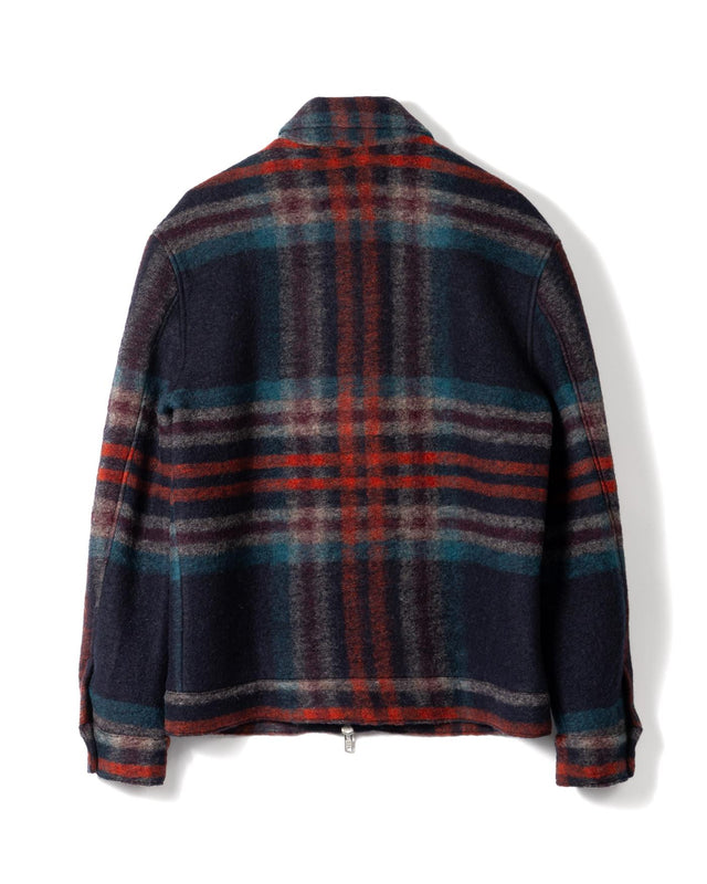 WOOL CHECK HEATH JACKET - NAVY/ MULTI AW25-JKT-HTH-BZF-NML -NAVY/MULTI WAX LONDON 