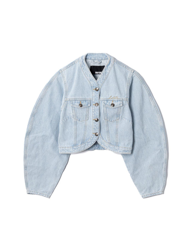ROUND SLEEVE DENIM JACKET - LIGHT BLUE DENIM 1138261468 -1468 LIGHT BLUE DENIM ROTATE 