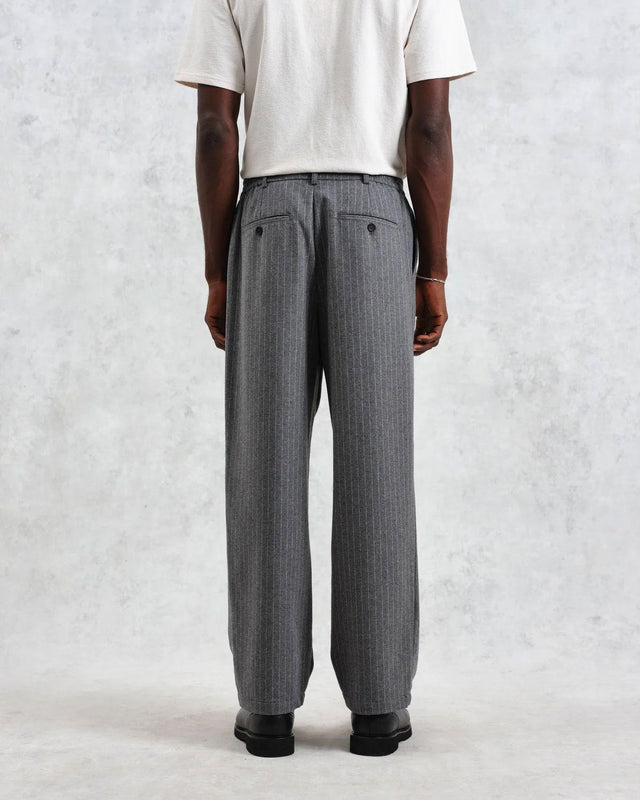 MALHAM PINSTRIPE WOOL TROUSERS  - CHARCOAL GREY AW24-TRO-MAL-BSS-CHR -CHARCOAL WAX LONDON 