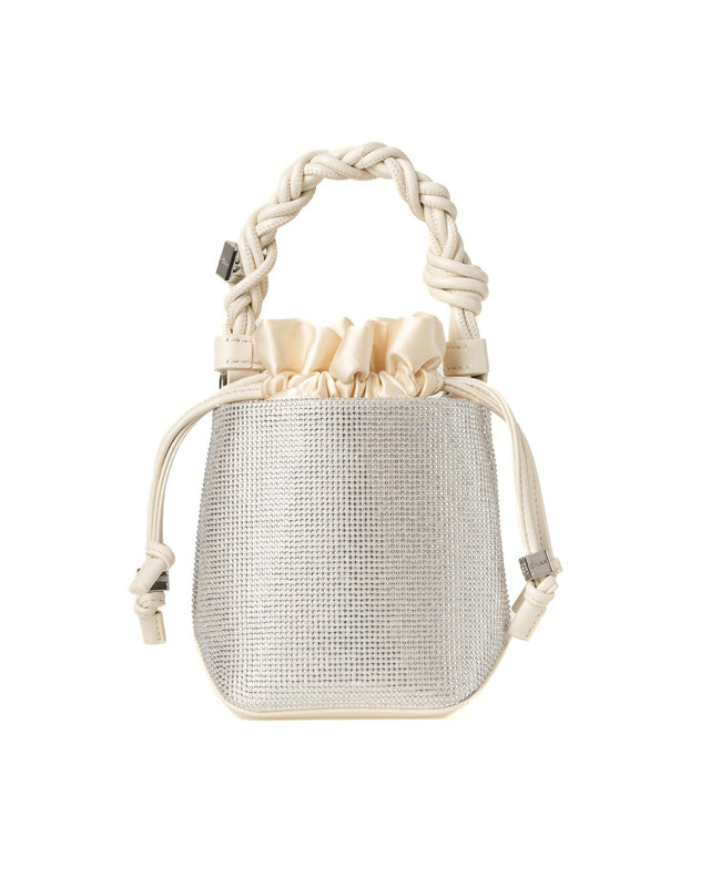 BOU BUCKET MINI SATIN STRASS BAG - EGRET A6507 -135 EGRET GANNI 