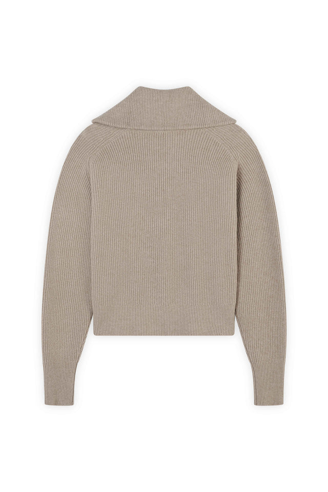 TONAL FOX HEAD PATCH HALF ZIP RIBBED JUMPER - BEIGE MELANGE LW00809KT1093 BEIGE MELANGE Maison Kitsune 