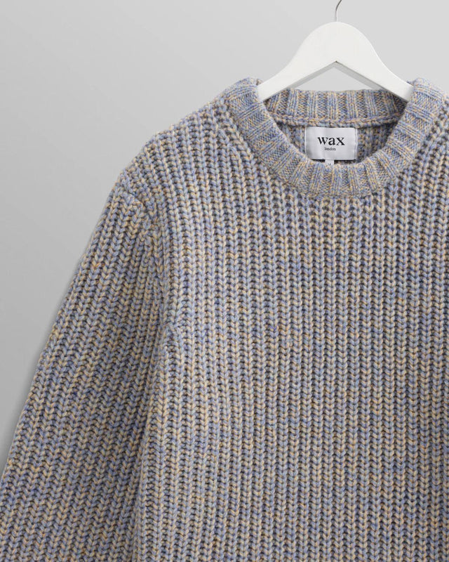 WILDE HEAVYWEIGHT KNIT JUMPER - BLUE AW24-KNT-WLD-BLL-BLU -BLUE WAX LONDON 