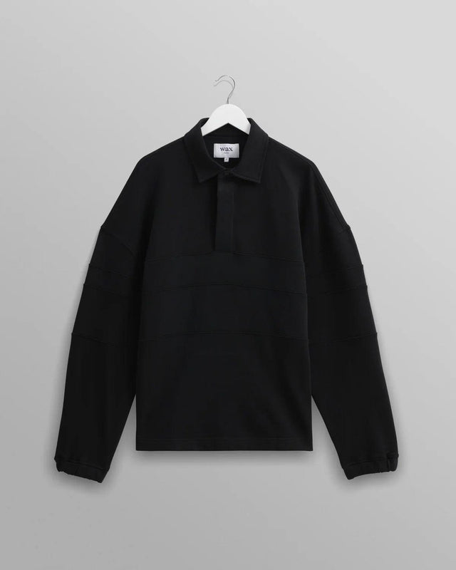 BLEN ORGANIC COTTON RUGBY SHIRT - BLACK AW24-LST-BLN-BLR -BLACK WAX LONDON 