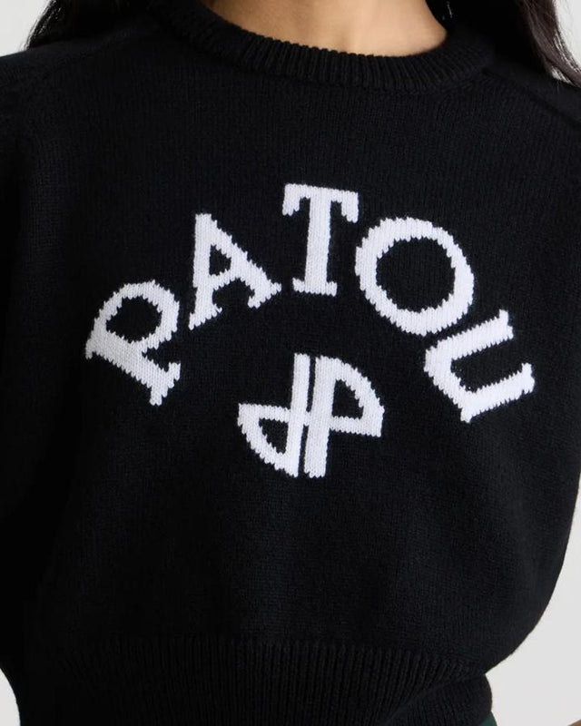 LOGO AND JP MONOGRAM CROPPED INATARSIA TOP - BLACK KN3038041 -999B BLACK PATOU 