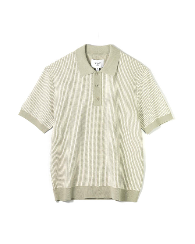 TURIN POLO LADDER STRIPE - LIGHT KHAKI SS25-KNT-TUP-BRB-LKA -LIGHT KHAKI WAX LONDON 